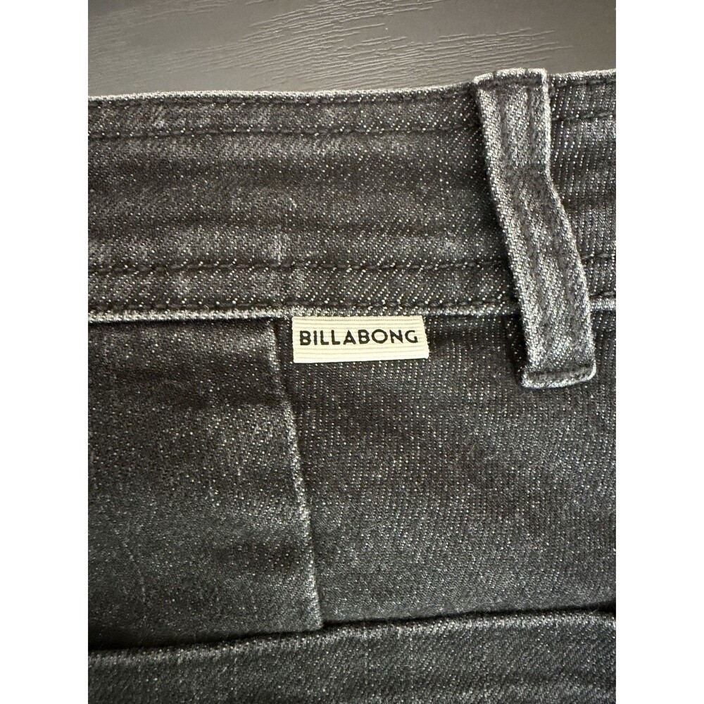 Billabong Jeans Free Fall Wide Leg Black, Women Sz 25 High-Waist Flare Raw Hem - Picture 3 of 11